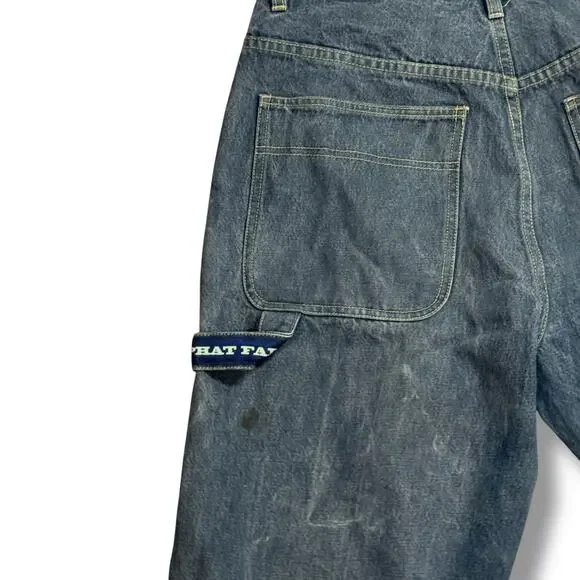 VTG Phat Farm Jeans Mens Phat Farmers Stone Washed Charcoal Tan Stitch 32/34